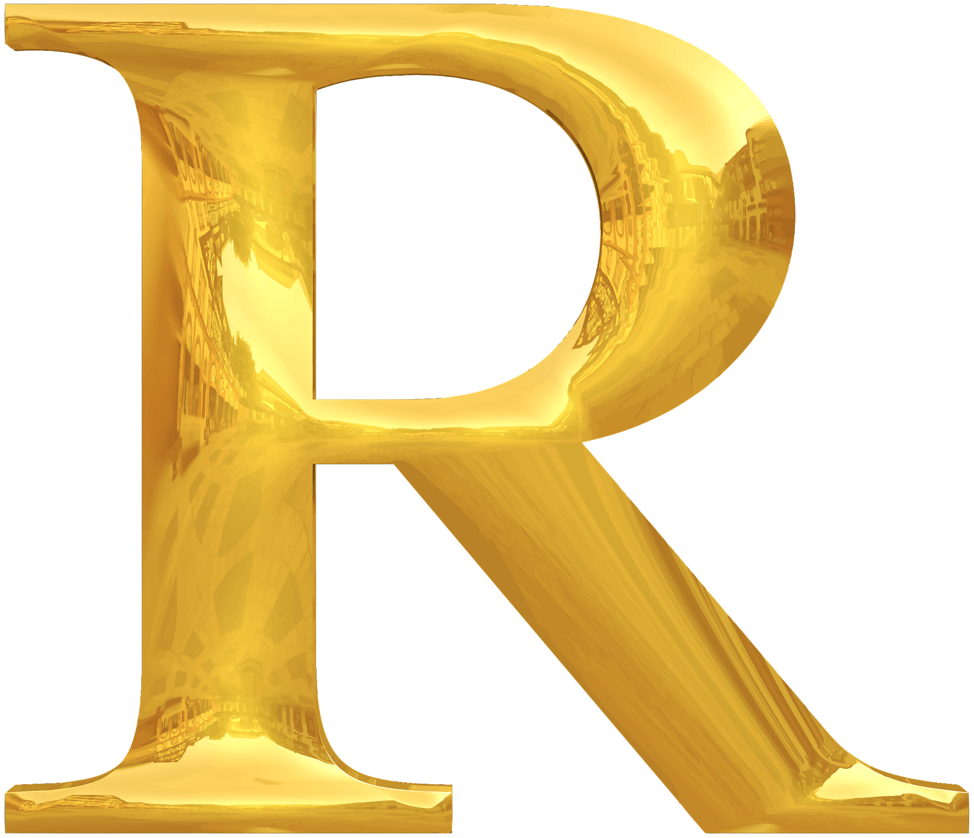 Gold Typography Letter R