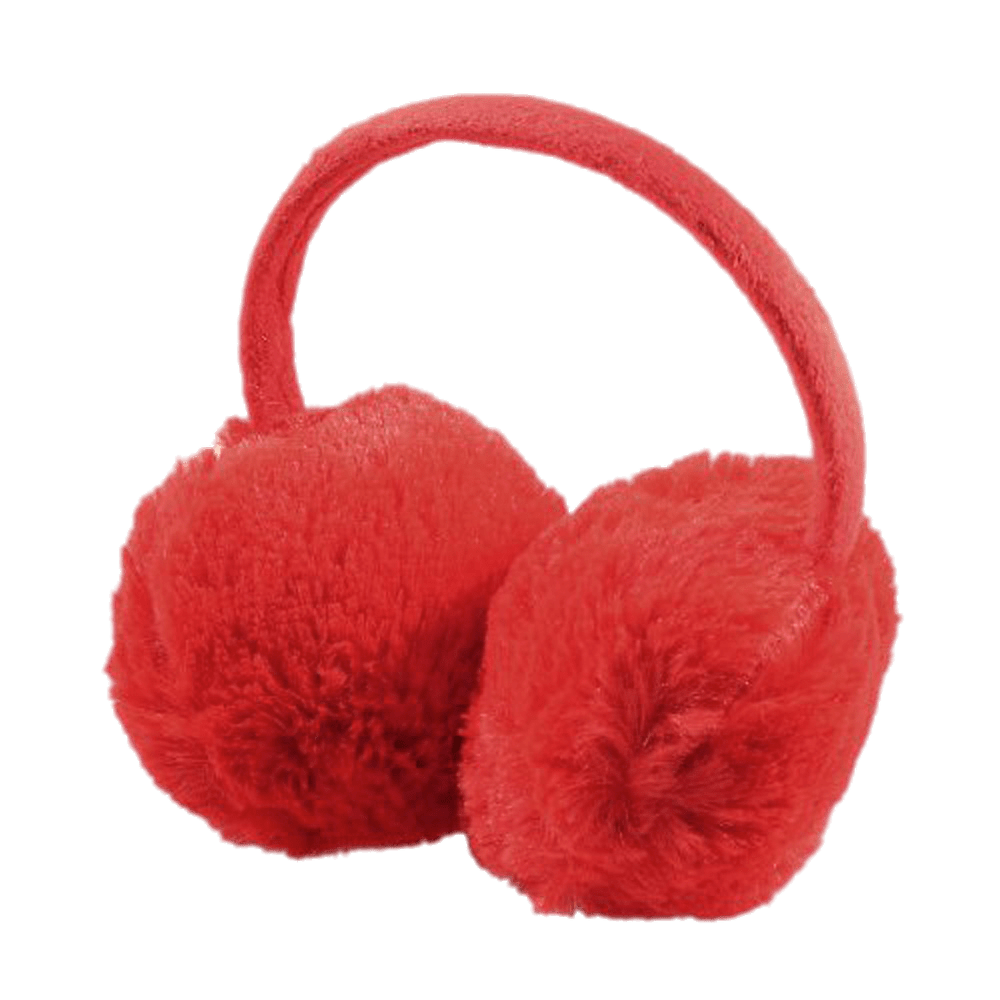 Red Fluffy Earmuffs