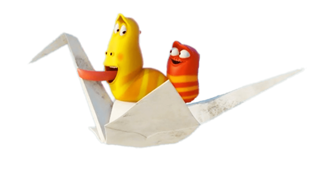 Larva Red and Yellow on Paper Plane