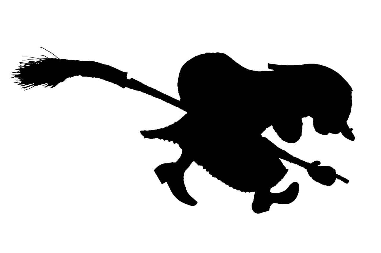 Witch on Broom Silhouette