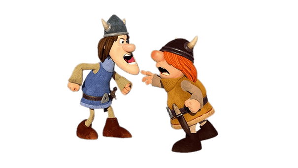 Vic the Viking Characters Tjure and Snorre Fighting