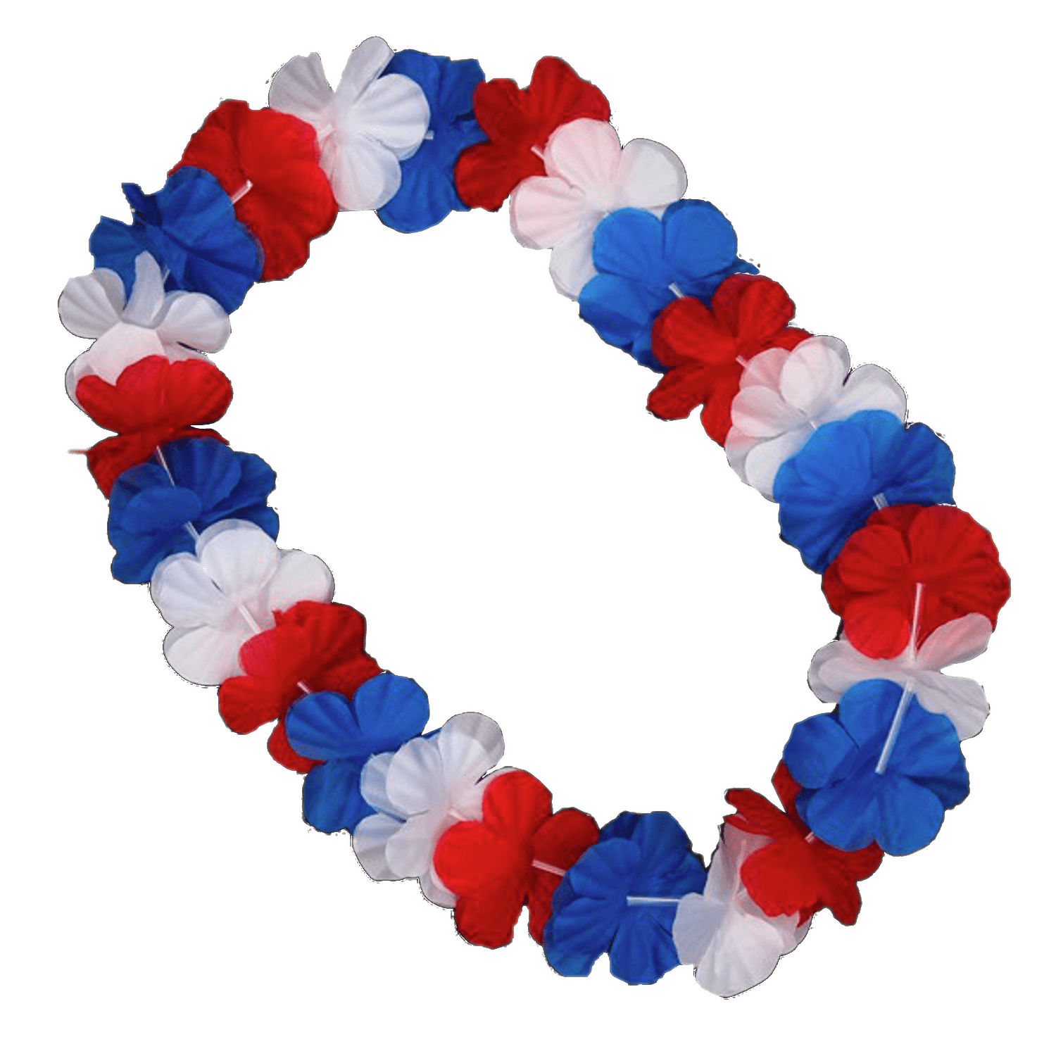 Red, White and Blue Hawaiian Flower Necklace