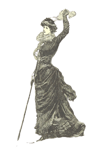 Victorian Woman Waving Goodbye