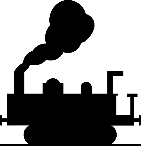 Silhouette of Steaming Old Locomotive