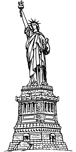 Black and White Illustration of Statue of Liberty New York