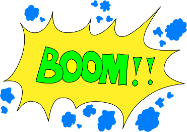 Boom!! Yellow and Green Comic Speech Bubble