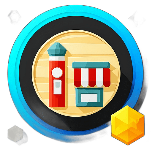 Music Store, Minimalist App Icon - Circle Icon Bevel Border