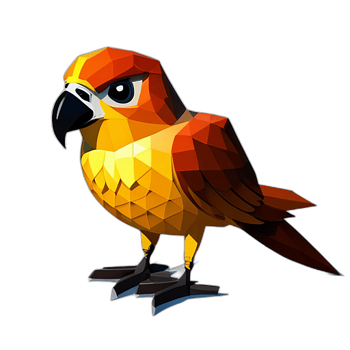 Falcon, Cartoon Character - In The Style Of Pixar, Single View, No Shadow