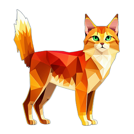 Somali Cat, Children'S Cartoon Animation Style - Full Body, Single View, No Shadow
