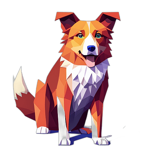 Border Collie, Children'S Cartoon Animation Style - Full Body, Single View, No Shadow