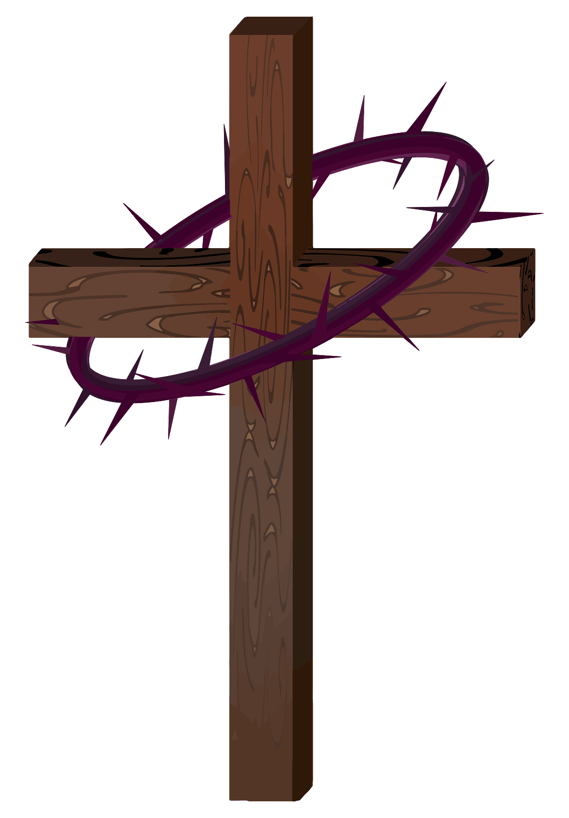 Brown Cross with Crown of Thorns