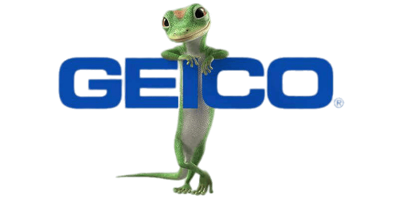 Geico Logo with Gecko behing