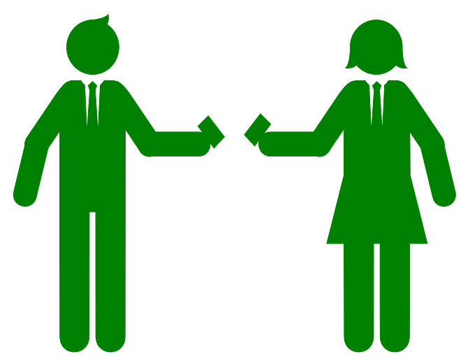 Man and Woman exchanging Business Cards