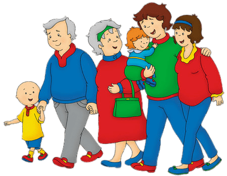 Caillou With His Parents and Grandparents
