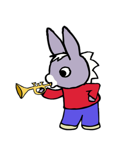 Trotro the Donkey Blowing A Trumpet