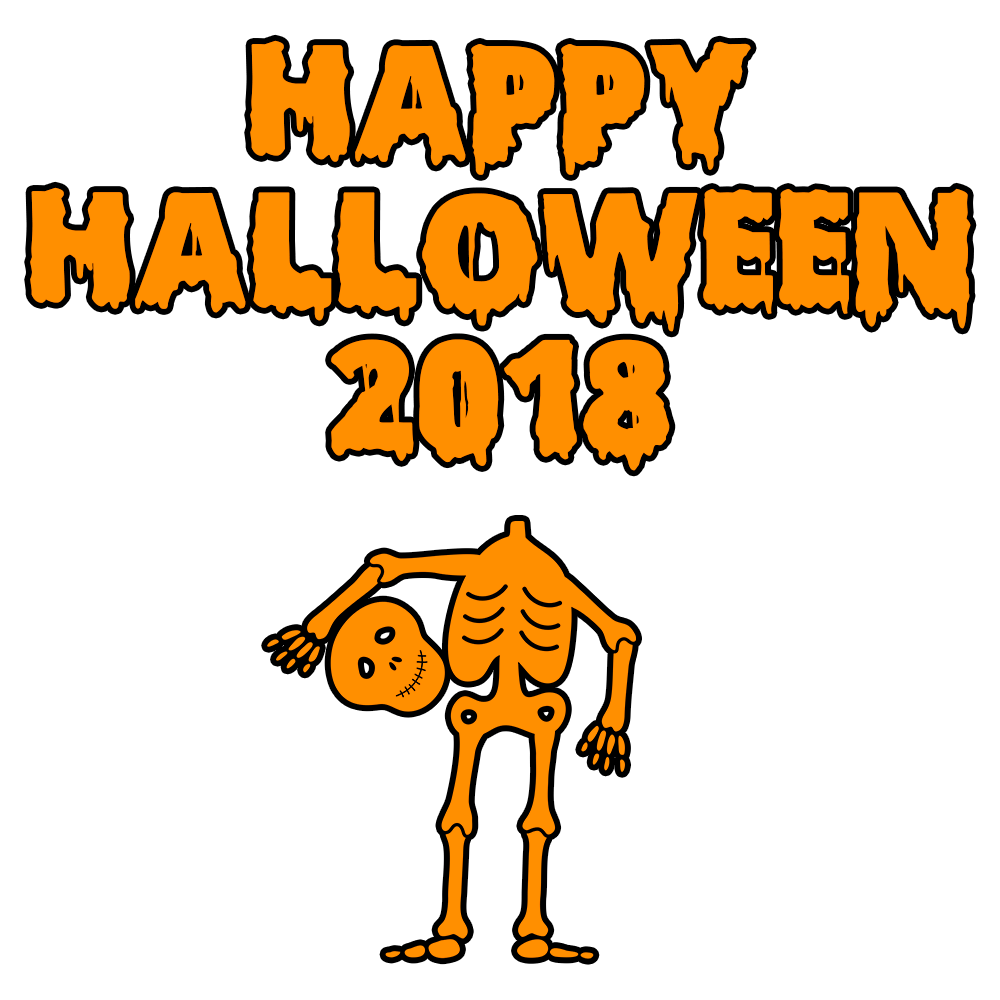 Happy Halloween 2018 Scary Skeleton Bloody Font