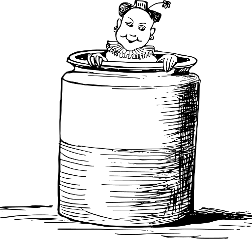 Edward Lear Drawing Clown in Huge Jar