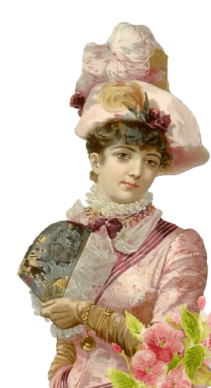 Victorian Woman With Flowers Holding Fan
