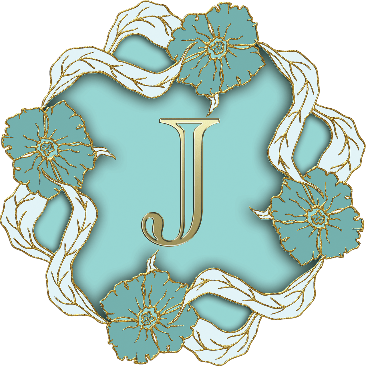 Flower Theme Capital Letter J