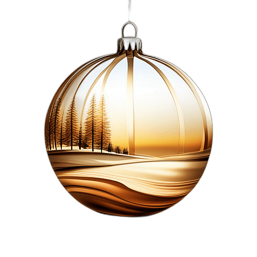 Champagne Gold Bauble With A Satin Sheen, Minimalist - Single Item, Decorated Christmas Bauble, High Detail, No Shadow