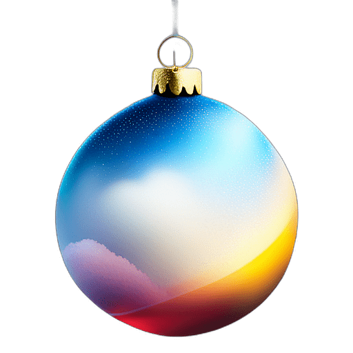 Sky Blue Bauble With Fluffy Cloud Illustrations, Minimalist - Single Item, Decorated Christmas Bauble, High Detail, No Shadow