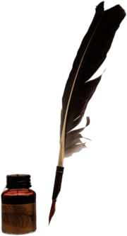 Feather Quill Pen and Matching Ink Pot