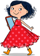 Dot Walking With Tablet In Hand