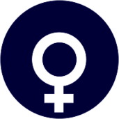 Female Symbol on Blue Background