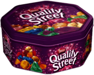 Quality Street Chocolate Tin Side View