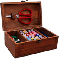 Sewing Kit In Wooden Box