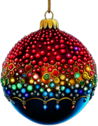 Bejeweled Bauble With An Array Of Colorful Gems, Minimalist - Single Item, Decorated Christmas Bauble, High Detail, No Shadow