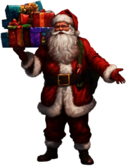 Santa Claus Holding a Bunch of Presents