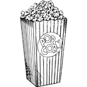 Box Of Popcorn Black and White Illustration