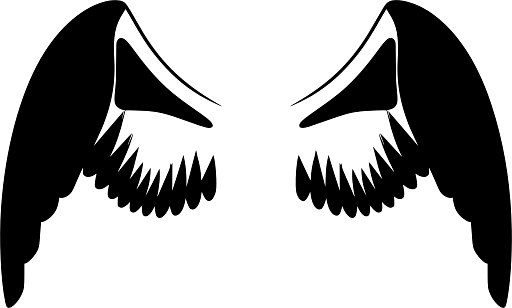 Black and White Illustration of Closed Wings