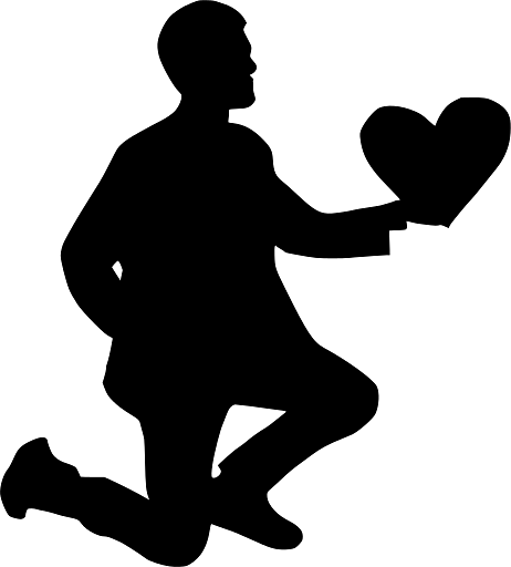 Love Man on One Knee with Heart