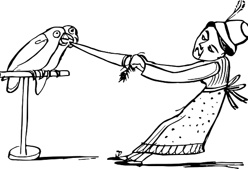 Edward Lear Drawing Two Parrots One Carrot