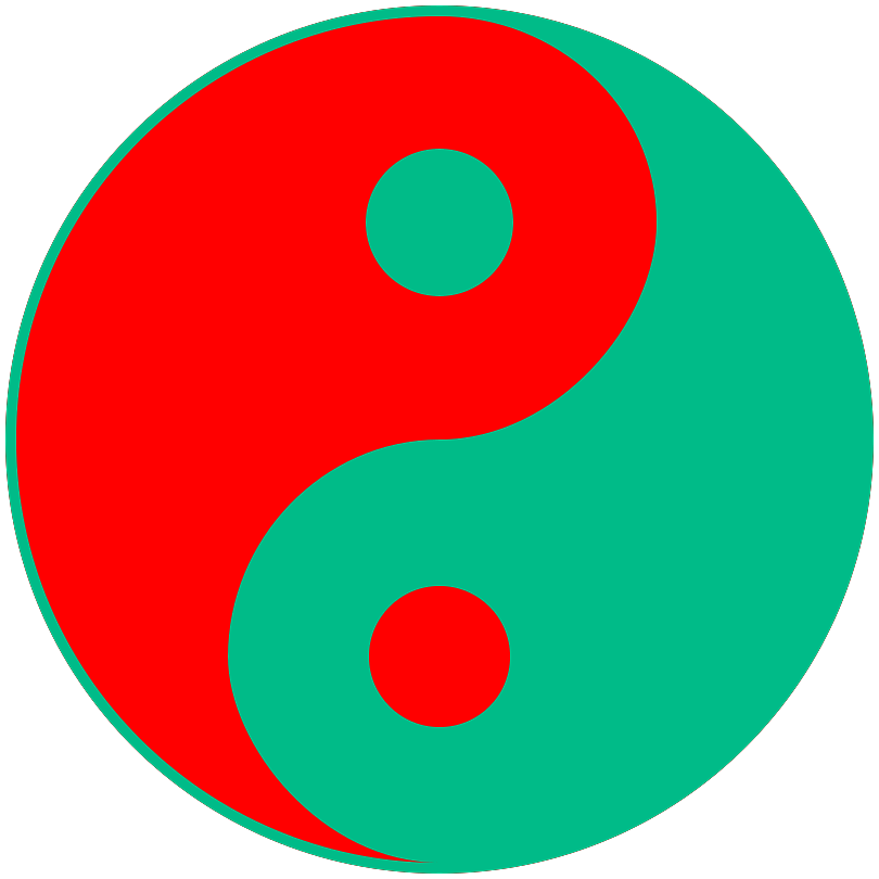 Green and Red Yin Yang Symbol