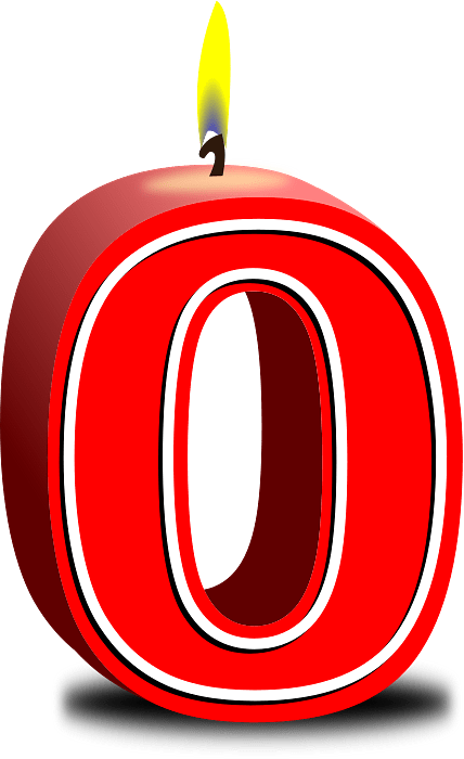 Red Number 0 Birthday Candle
