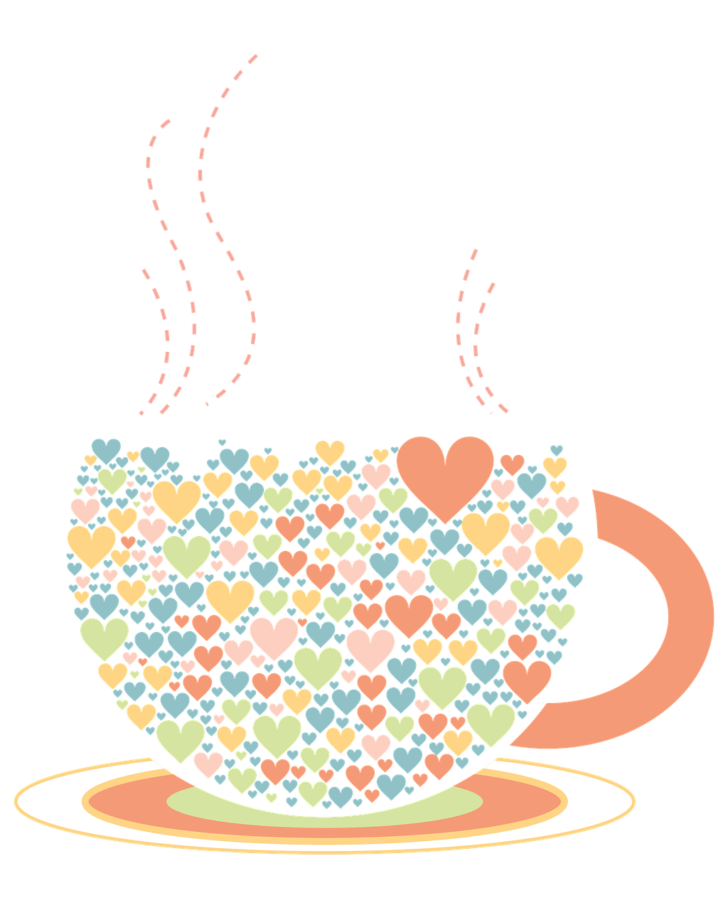 Cup Hearts Drawing