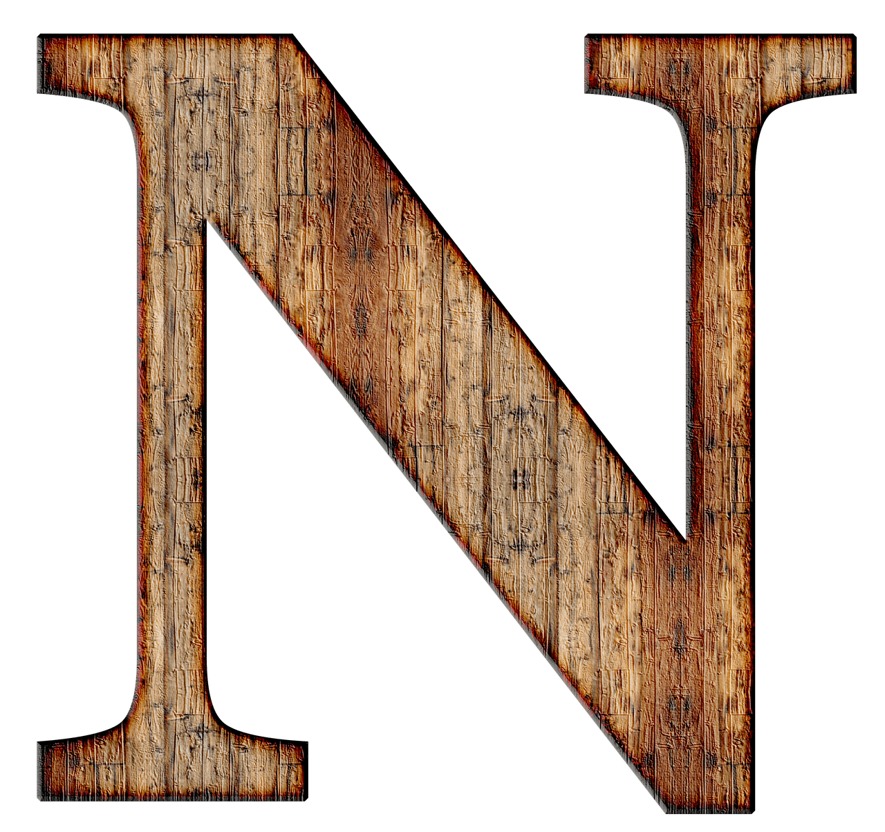 Wooden Capital Letter N