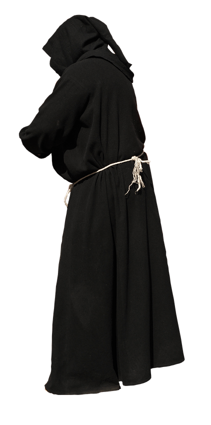 Monk Black Gown Hands Not Visible