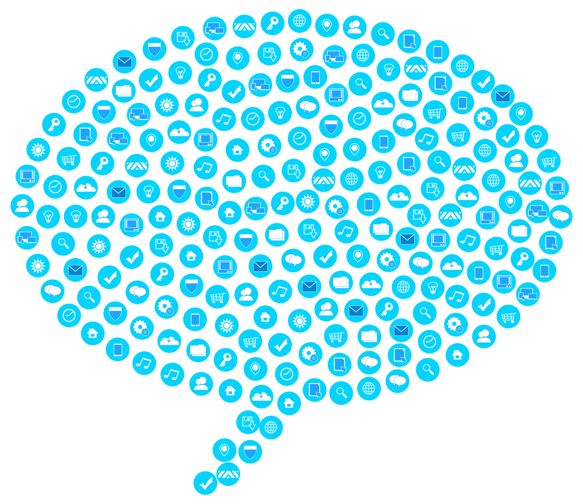 Speech Bubble with Blue Icons