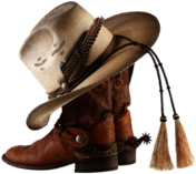 Cowboy Boots and Hat With Tassels