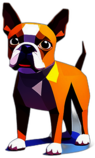 Boston Terrier, Children'S Cartoon Animation Style - Full Body, Single View, No Shadow