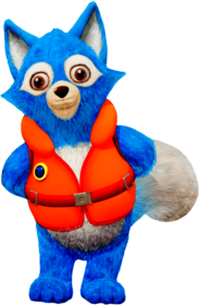 Agent Wolfie Wearing Life Vest