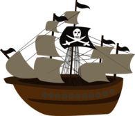 Pirate Ship with Large Skull Flag