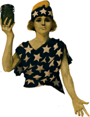 Patriotic US Woman Holding A Jar 1918