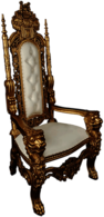 Gold throne with white cushions