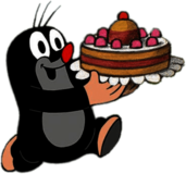 Little Mole Holding Birthday Cake