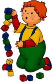 Caillou's Friend Leo Playing With Building Blocks
